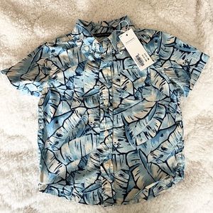 NWT Janie and Jack Boys S/S Tropical Shirt 18-24mos Blue White